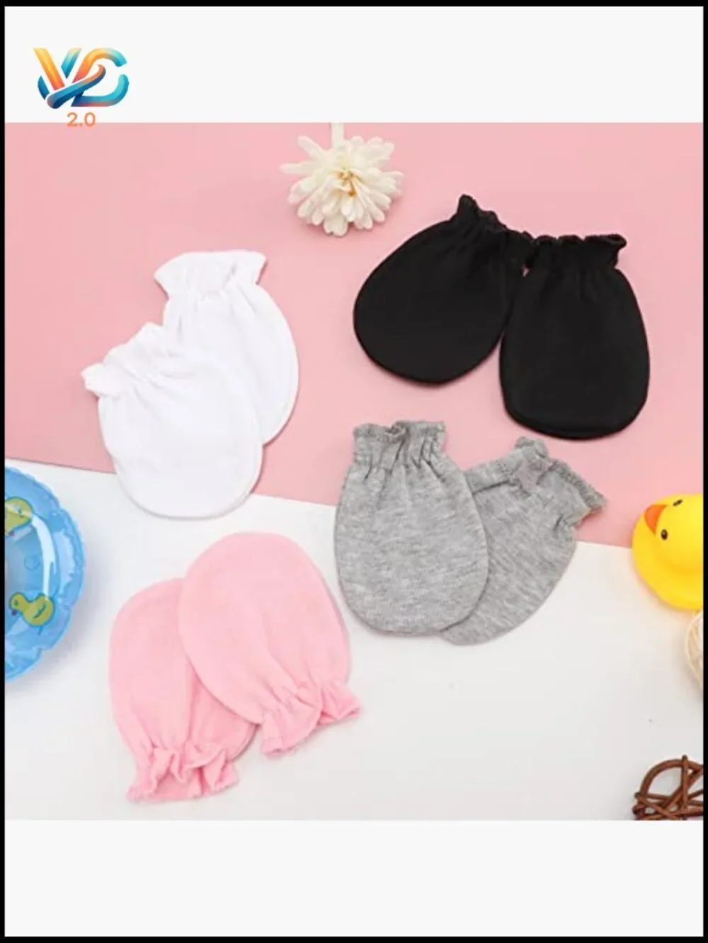 Newborn Cotton Mittens No Scratch Elastic Wrist Gloves 0-6 Months Baby Unisex
